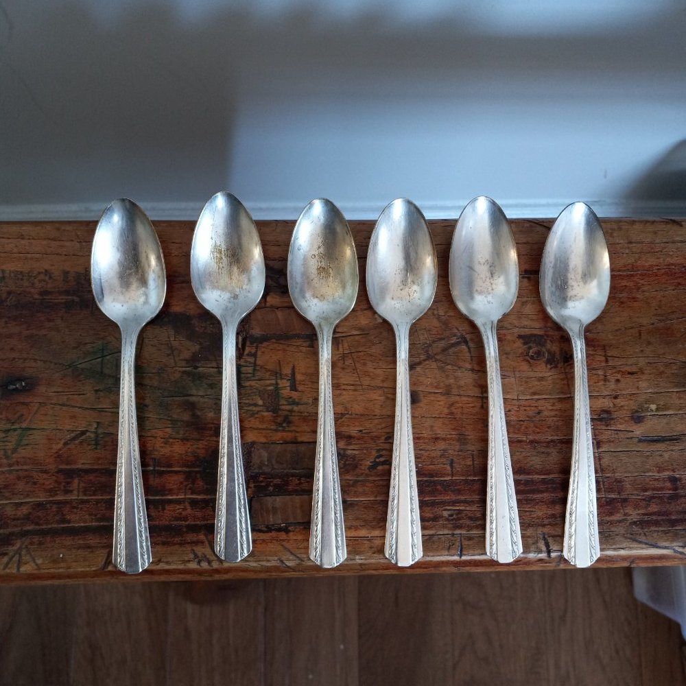 Vintage American Silver Co Camelot Harvest Silverplate Teaspoons Set of 6